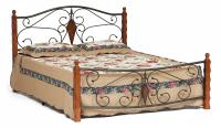 Кровать VIKING (mod. 9227) дерево гевея/металл, 160*200 см (Queen bed), красный дуб/черный