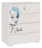 Гламур Комод белый/белый глянец. Фото №1