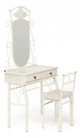 Столик туалетный CANZONA (столик/зеркало + стул) 95х46х162см, white (белый) фото Столик туалетный CANZONA (столик/зеркало + стул) 95х46х162см, white (белый). Фото №1