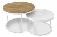 Стол Эрвин - 2 630/630/400 белый/белое стекло/дуб монтана фото Стол Эрвин - 2 630/630/400 белый/белое стекло/дуб монтана