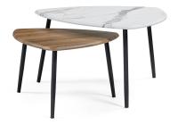 Журнальный стол, Лойс мрамор белый / дуб вотан