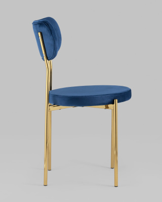 Стул Барбара велюр синий золотые ножки. Фото