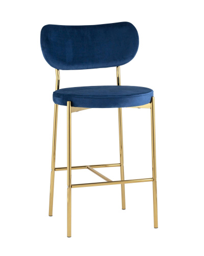 Стул полубарный Барбара велюр синий золотые ножки. Фото №1