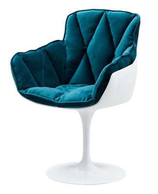 Дизайнерское кресло DC1571D(V2) белый/бирюзовый. Фото №3