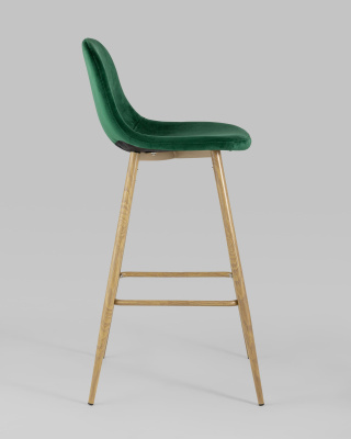 Стул барный Валенсия велюр зеленый ножки цвет дерево. Фото №4
