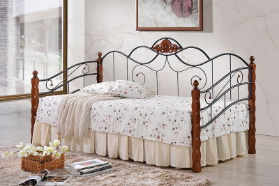 Кровать CANZONA дерево гевея/металл, 90*200 см (Day bed), красный дуб/черный фото Кровать CANZONA дерево гевея/металл, 90*200 см (Day bed), красный дуб/черный. Фото №2