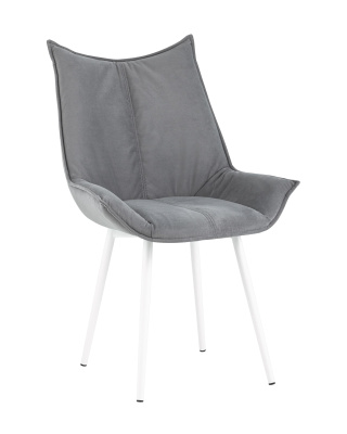 Стул Осло велюр серый белые ножки. Фото