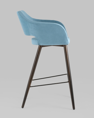 Стул барный Саймон велюр пыльно-голубой. Фото