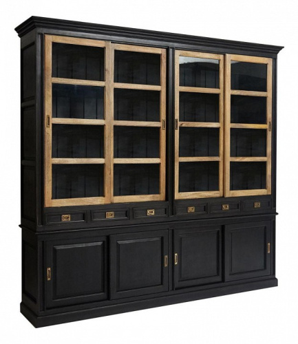 Библиотека большая Secret de Maison BLACK LABEL (mod. WA-0018) дерево акация, манго, мдф, 246х49х241см, черный/натуральный. Фото №1