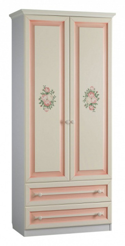 Алиса Шкаф 2-створчатый с ящиками Белый/ Крем. Фото №1