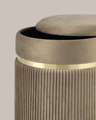 Пуф Миранда с ящиком велюр бежевый. Фото