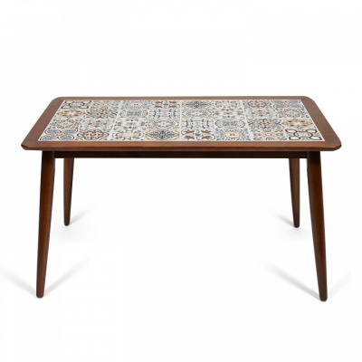 CT3052 Tanger стол с плиткой дерево гевея/плитка, 74*134*75см, Тёмный Дуб, рисунок - марокко фото CT3052 Tanger стол с плиткой дерево гевея/плитка, 74*134*75см, Тёмный Дуб, рисунок - марокко. Фото №2