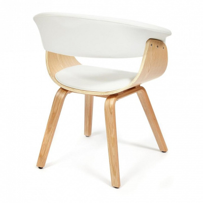 Стул VIMTA (mod.8021) дерево / экокожа, 69х56х77 см, натуральный/белый. Фото №2