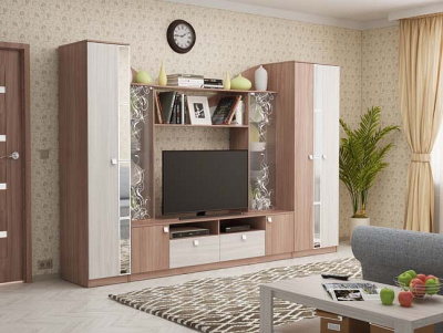 Гармония Мини- Стенка ясень шимо темный/ясень шимоСветлый фото Гармония Мини- Стенка ясень шимо темный/ясень шимоСветлый. Фото №2