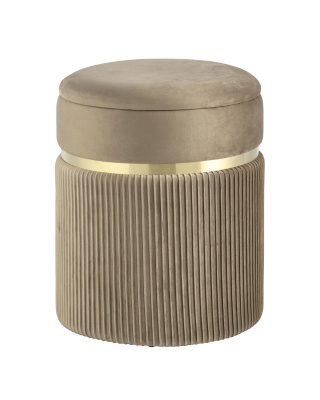 Пуф Миранда с ящиком велюр бежевый. Фото