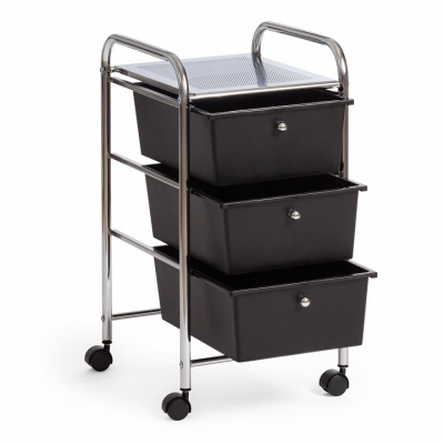 Столик c 3 ящиками для хранения  NY-3296-3 металл/пластик, 33*39*65 см, хром/черный фото Столик c 3 ящиками для хранения  NY-3296-3 металл/пластик, 33*39*65 см, хром/черный. Фото №2