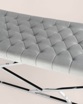 Банкетка-скамейка АРТ ДЕКО велюр серый сталь серебро фото Банкетка-скамейка АРТ ДЕКО велюр серый сталь серебро. Фото №5