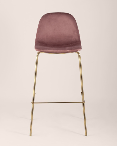 Стул барный Валенсия велюр пыльно-розовый золотые ножки. Фото №5