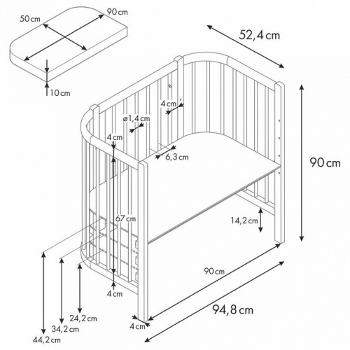 Кроватка Polini kids Simple 120, белый. Фото №14