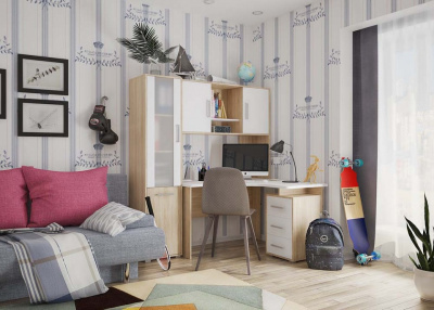 Лайт-2 Стол компьютерный 1200 угловой дуб сонома/белый. Фото №2