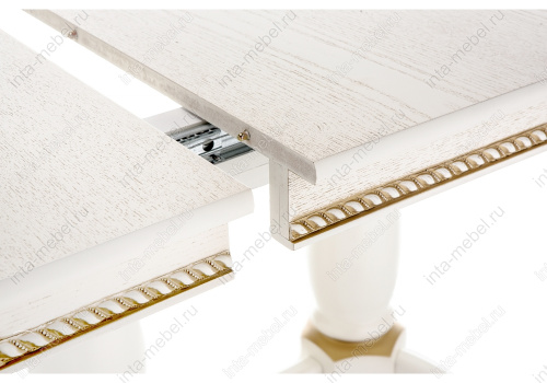 Стол деревянный Кантри 120 молочный с золотой патиной. Фото №6