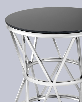 Журнальный стол 50*50 ВИВА серебро стекло черное. Фото