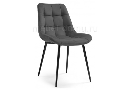 Стул Келми микровелюр серый / черный глянец. Фото №1