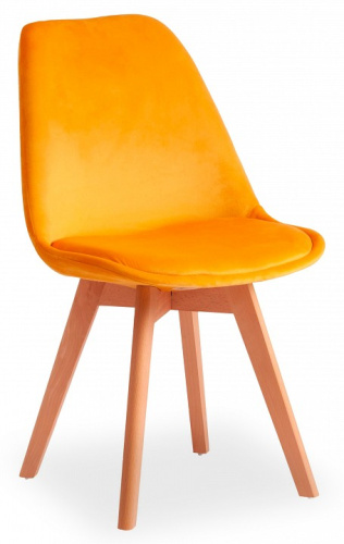 Стул Secret De Maison TULIP SOFT (mod. 74) / / 1 шт. в упаковке вельвет/дерево , 54 х 47 х 83 см , желтый (HLR 41)/натуральный. Фото №1