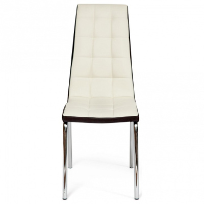 Стул ALESSI ( mod.36 ) металл/экокожа, 42 х 65 х 101 х 49 см, слоновая кость/темно-коричневый (окантовка)/хром (Поставляется только по 4 шт.. Фото №2