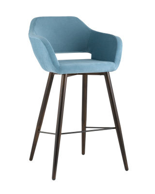 Стул барный Саймон велюр пыльно-голубой. Фото