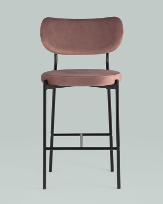 Стул полубарный Барбара велюр пыльно-розовый. Фото