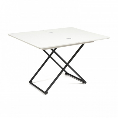 Стол универсальный трансформируемый MERIDIAN МДФ/металл, 85*50*57,5см/ 110,2*85*57,5 см, Белый, основание черное. Фото