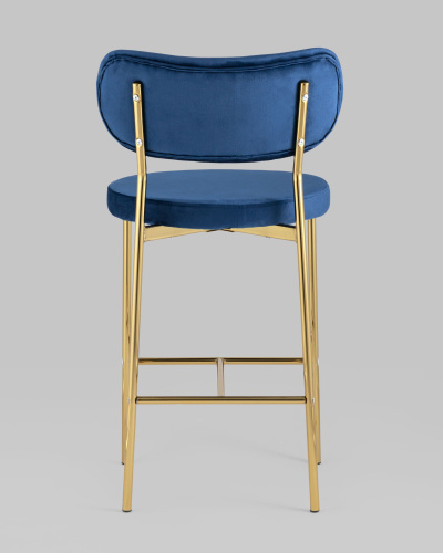 Стул полубарный Барбара велюр синий золотые ножки. Фото №6