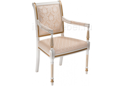 Стул деревянный Рембрандт молочный с золотой патиной. Фото №1