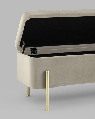 Банкетка Болейн с ящиком велюр бежевый. Фото №6