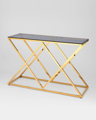 Консоль ИНСИГНИЯ 120*40 золото стекло smoke. Фото