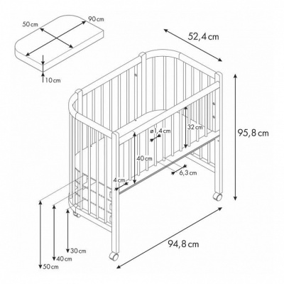 Кроватка Polini kids Simple 105, белый фото Кроватка Polini kids Simple 105, белый. Фото №5